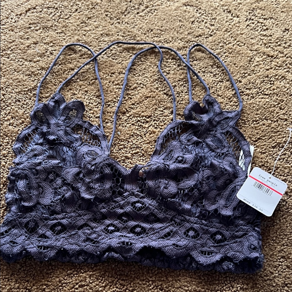 Free People Lace Bandeau in Deep Gray